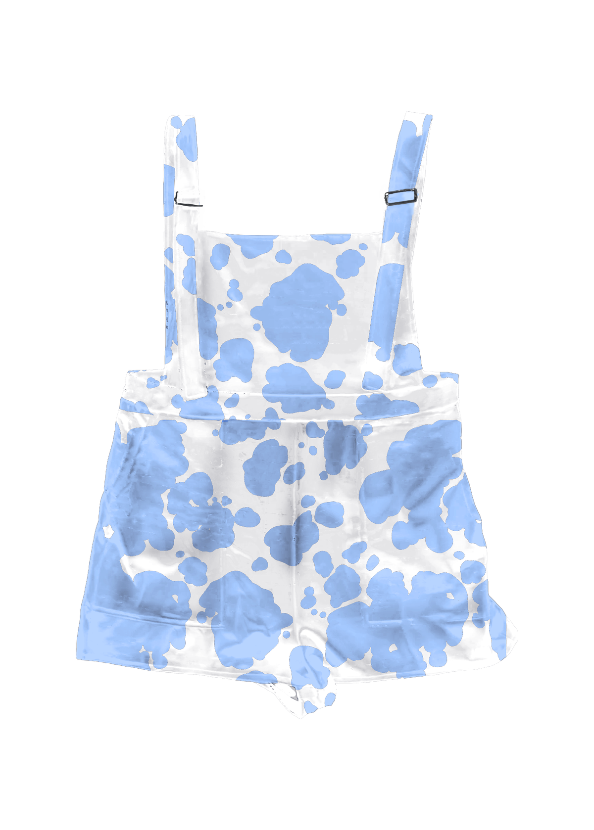 XL Blue Cow Print Overall Shorts