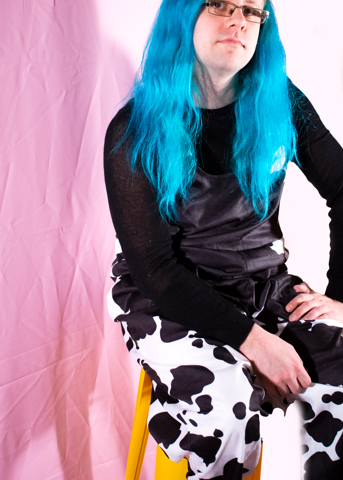 L Cow Print Dungarees in Classic Black &amp; White