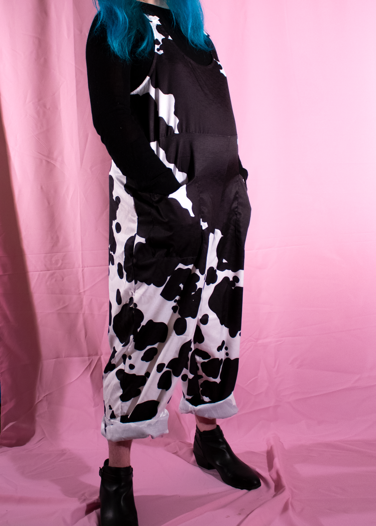 5XL Cow Print Dungarees in Pink