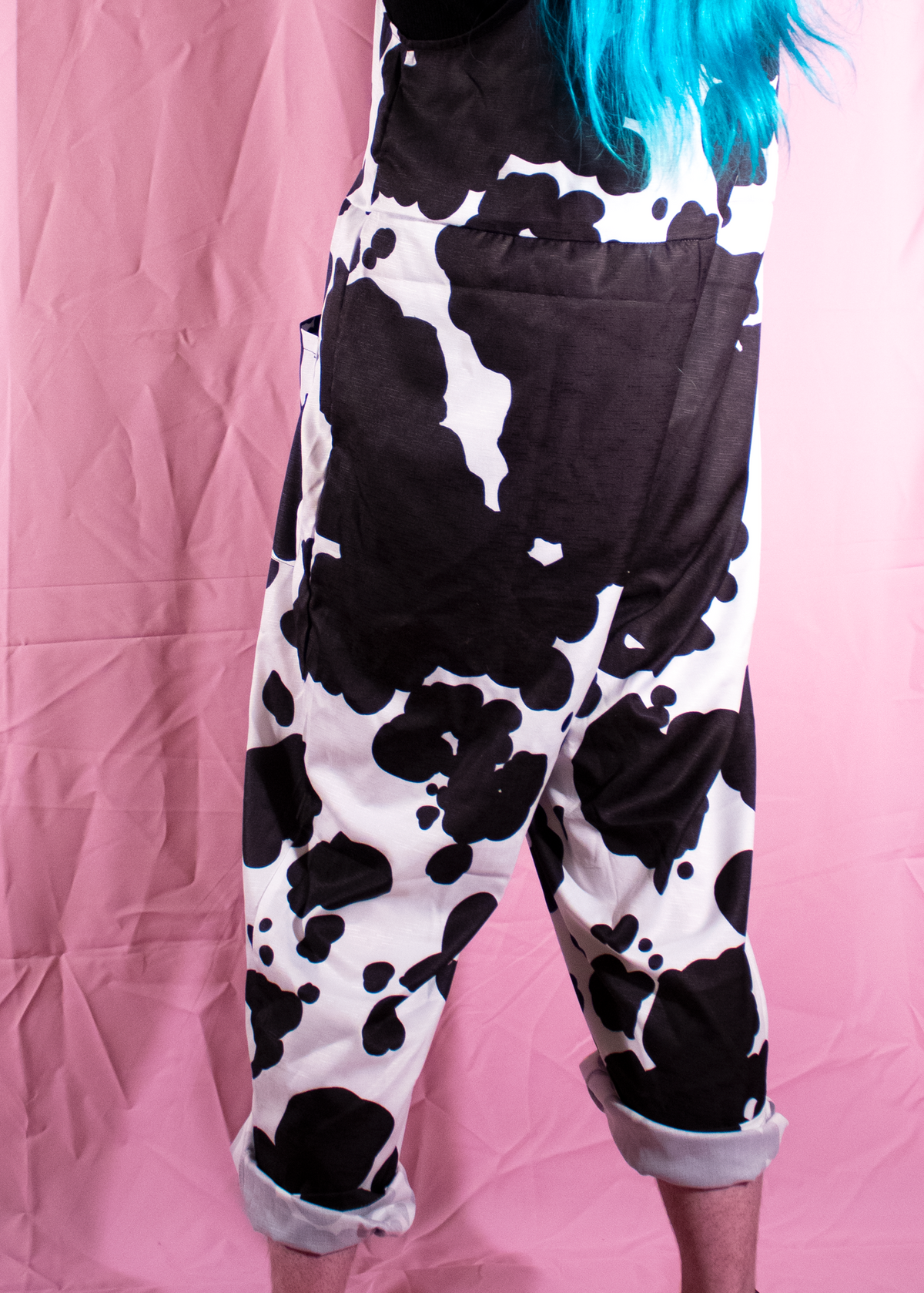 4XL Cow Print Dungarees in Pink