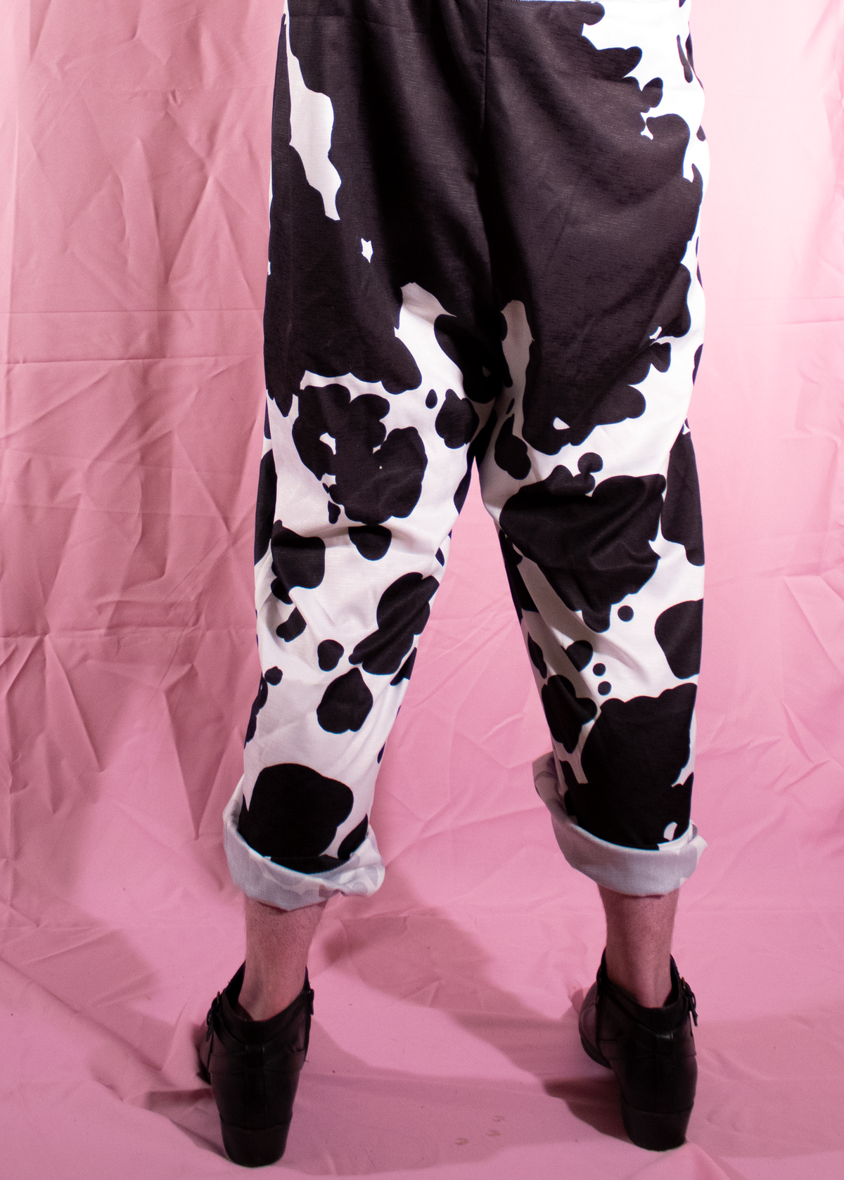 3XL Cow Print Dungarees in Classic Black &amp; White