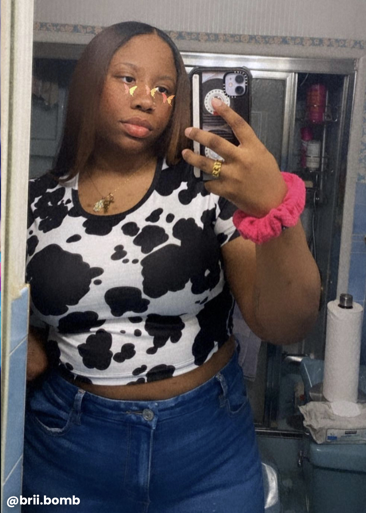 S cow print crop top