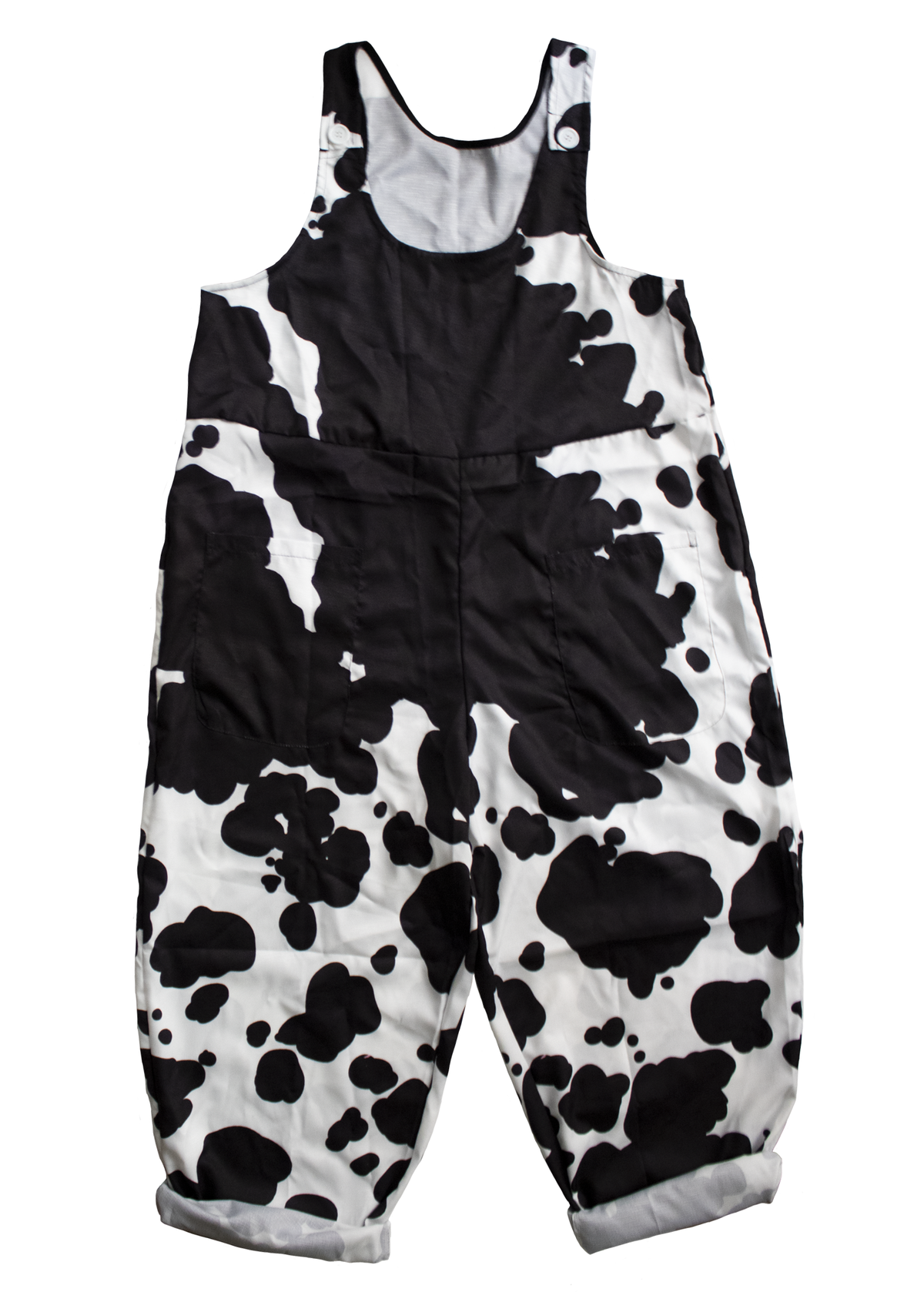 XL Cow Print Dungarees in Classic Black &amp; White