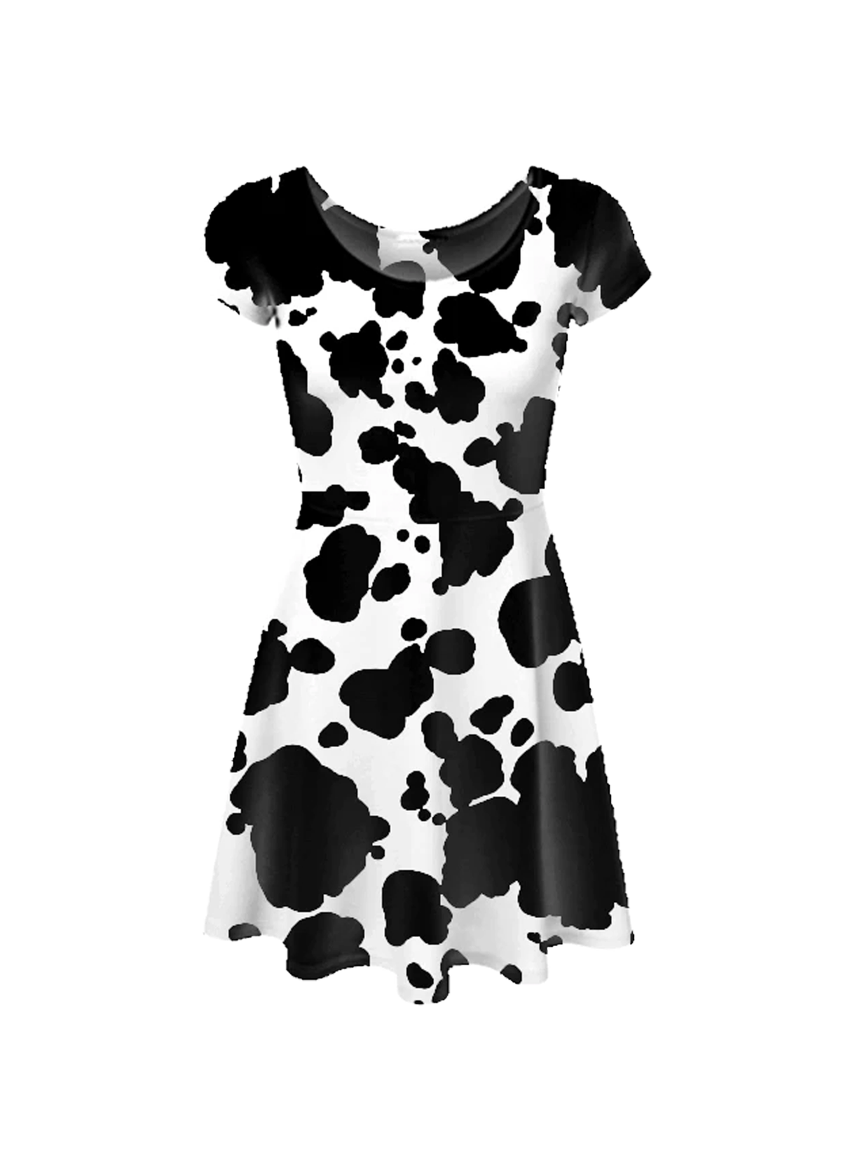 3XL cow print skater dress in black and white