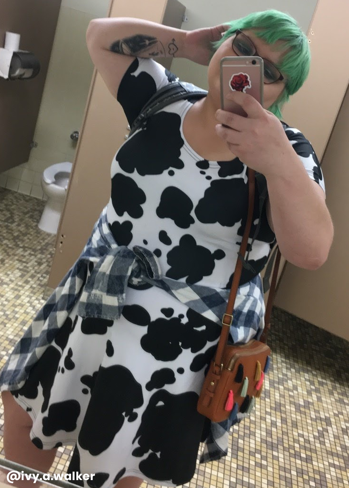 M cow print skater dress in black and white