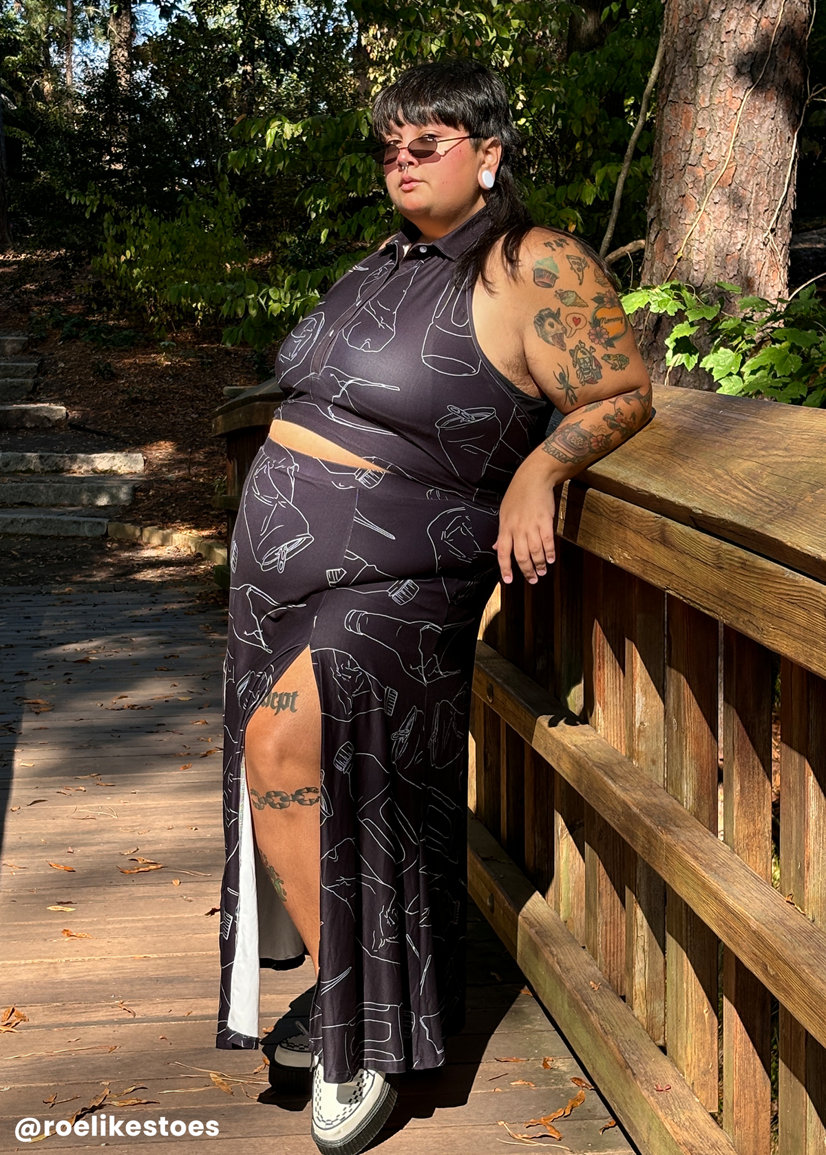 gutter trash crop top + maxi skirt set