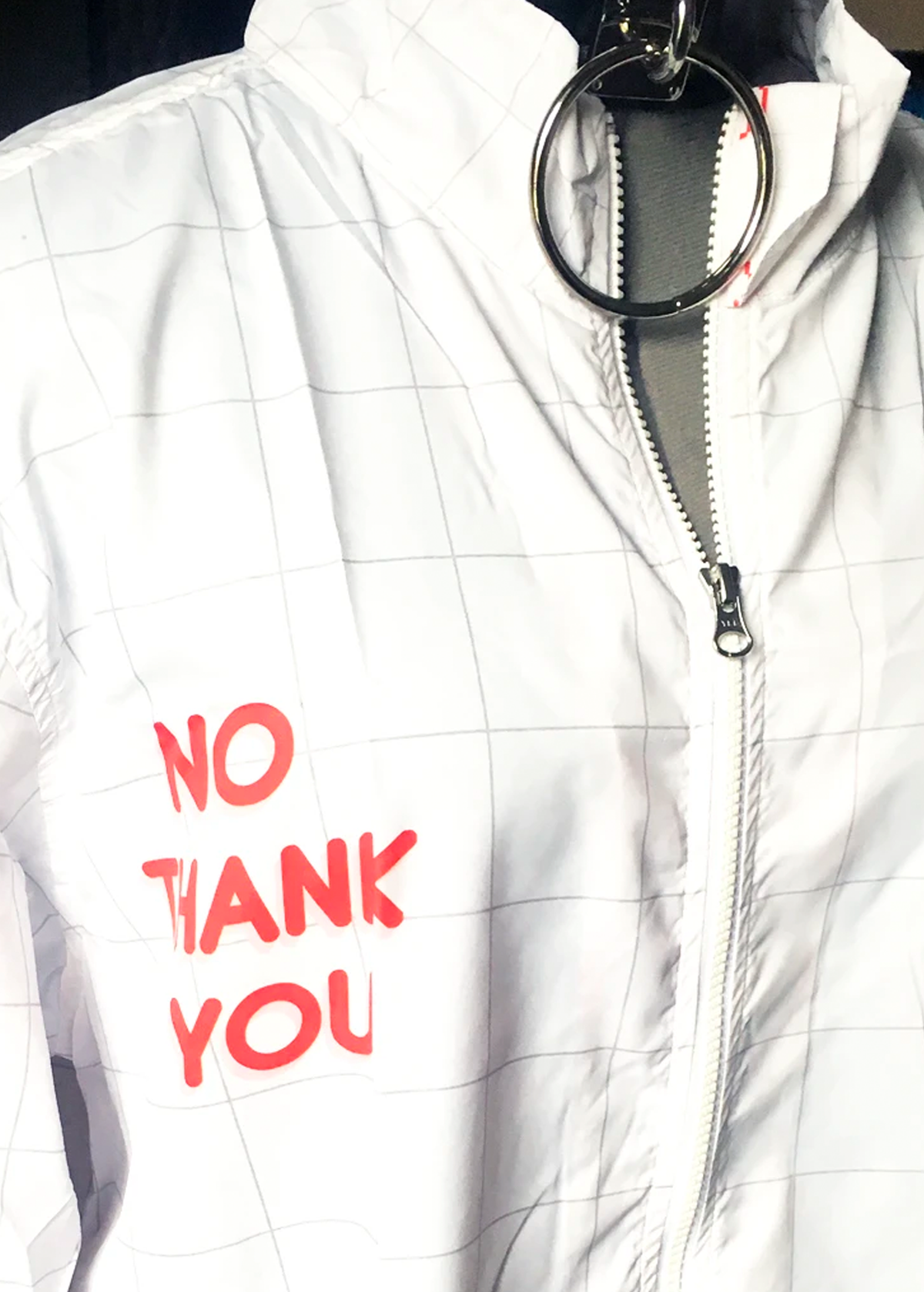 2XL no thank you windbreaker in white