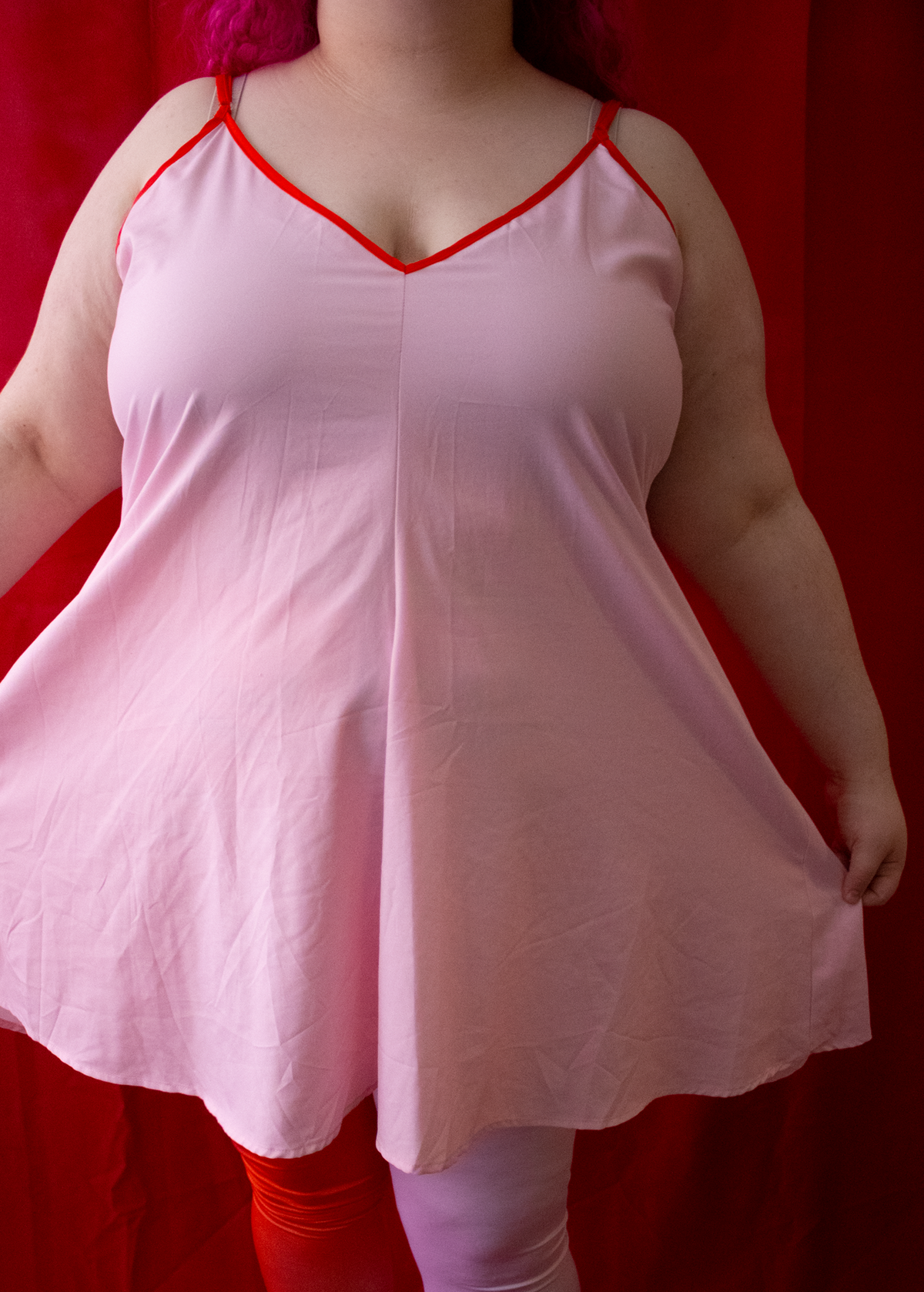 5XL reversible pink slip dress in pink/red