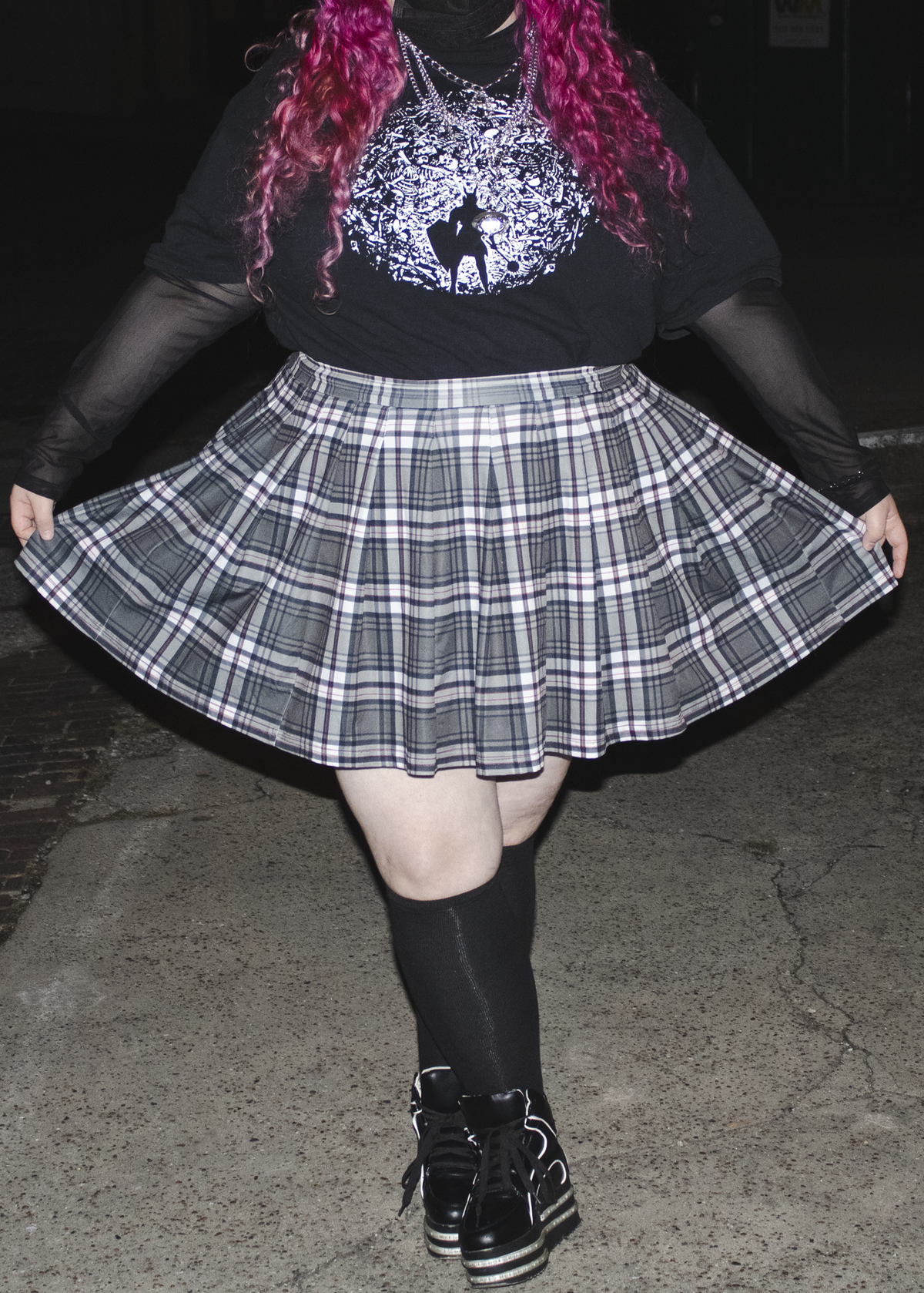 XS plaid pleated mini skirt in princesa
