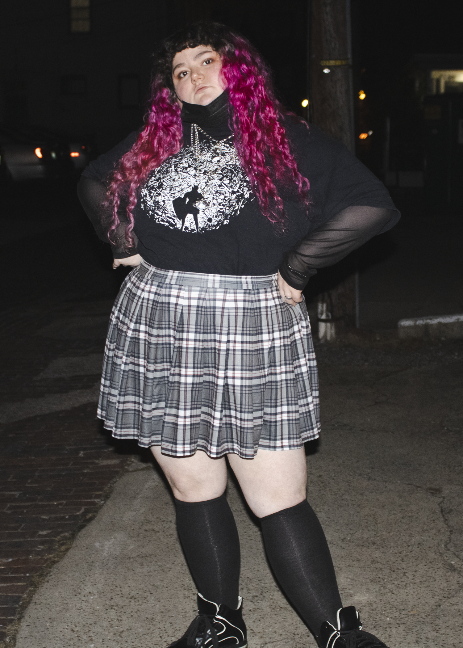 Pleated plaid mini skirt queen size deals