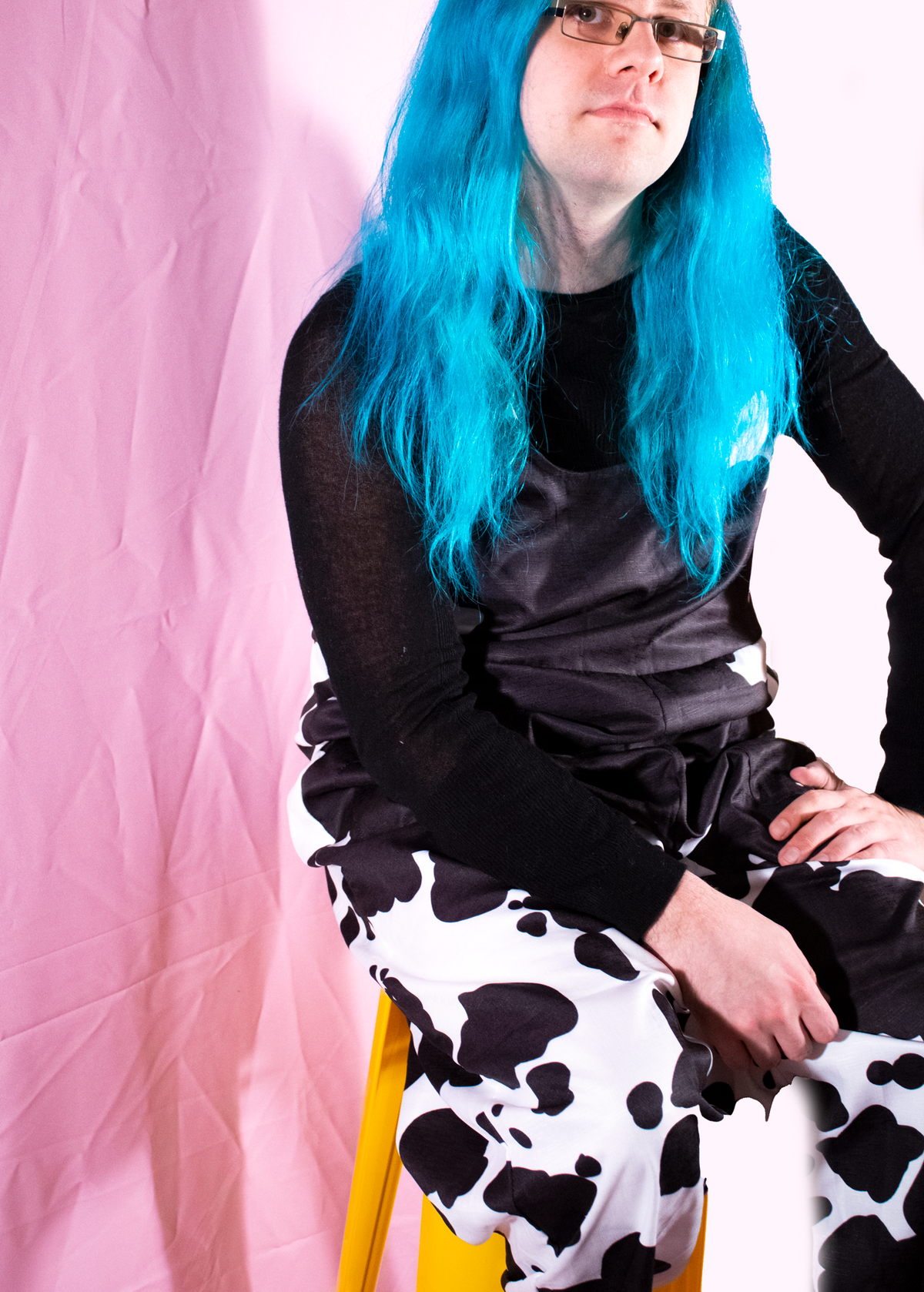 M Cow Print Dungarees in Classic Black &amp; White