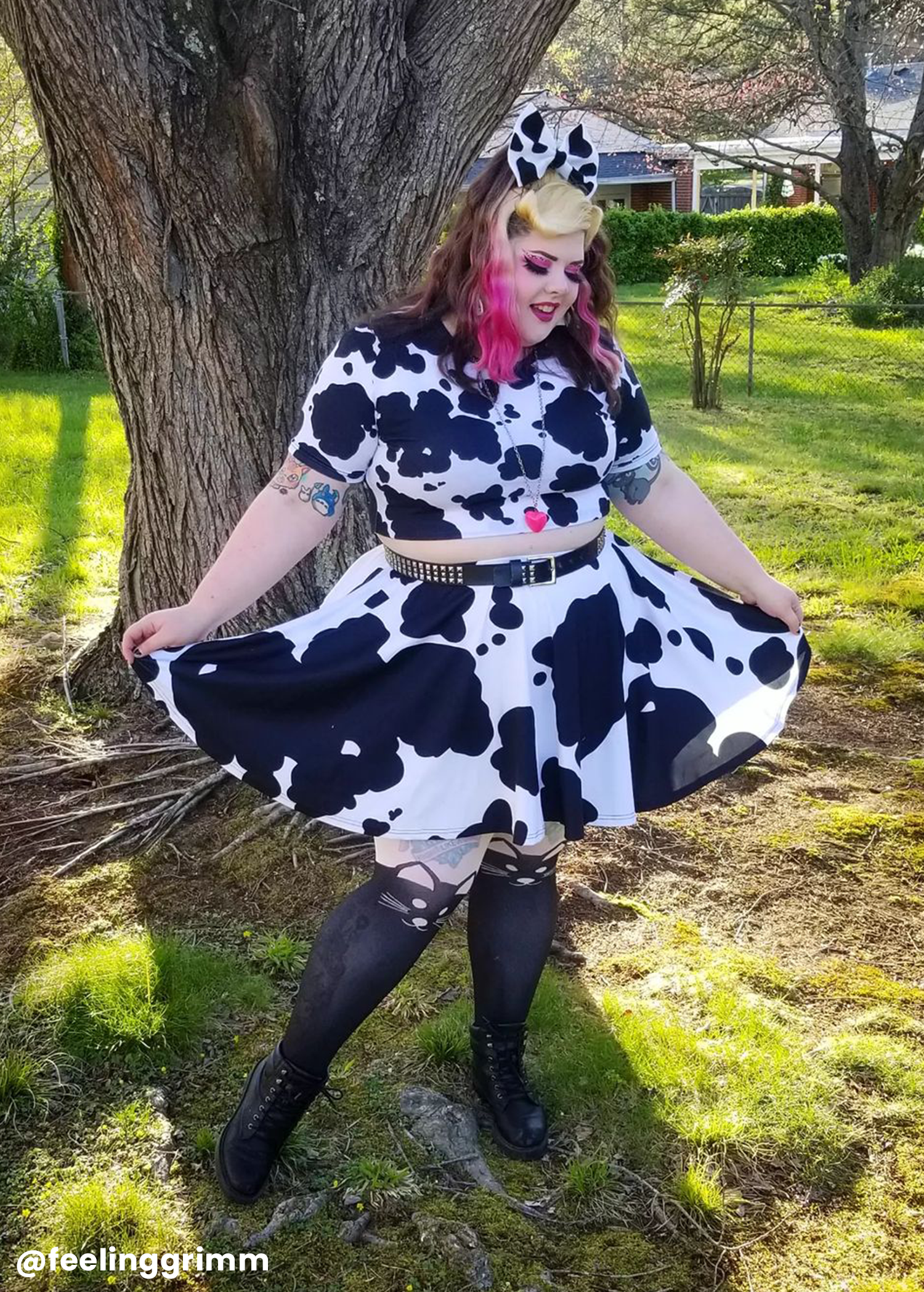 cow print skater skirt Trash Queen