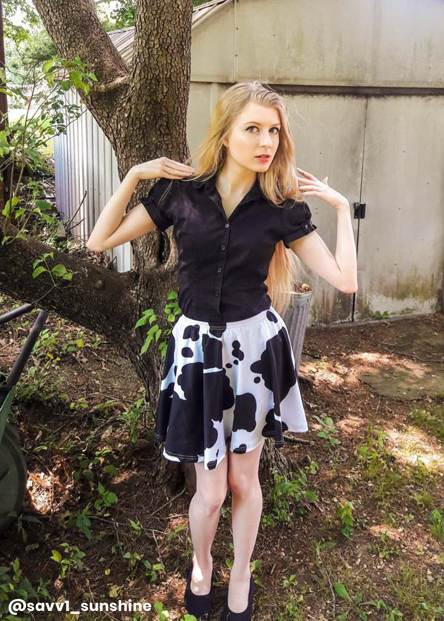 Cow print top skater skirt