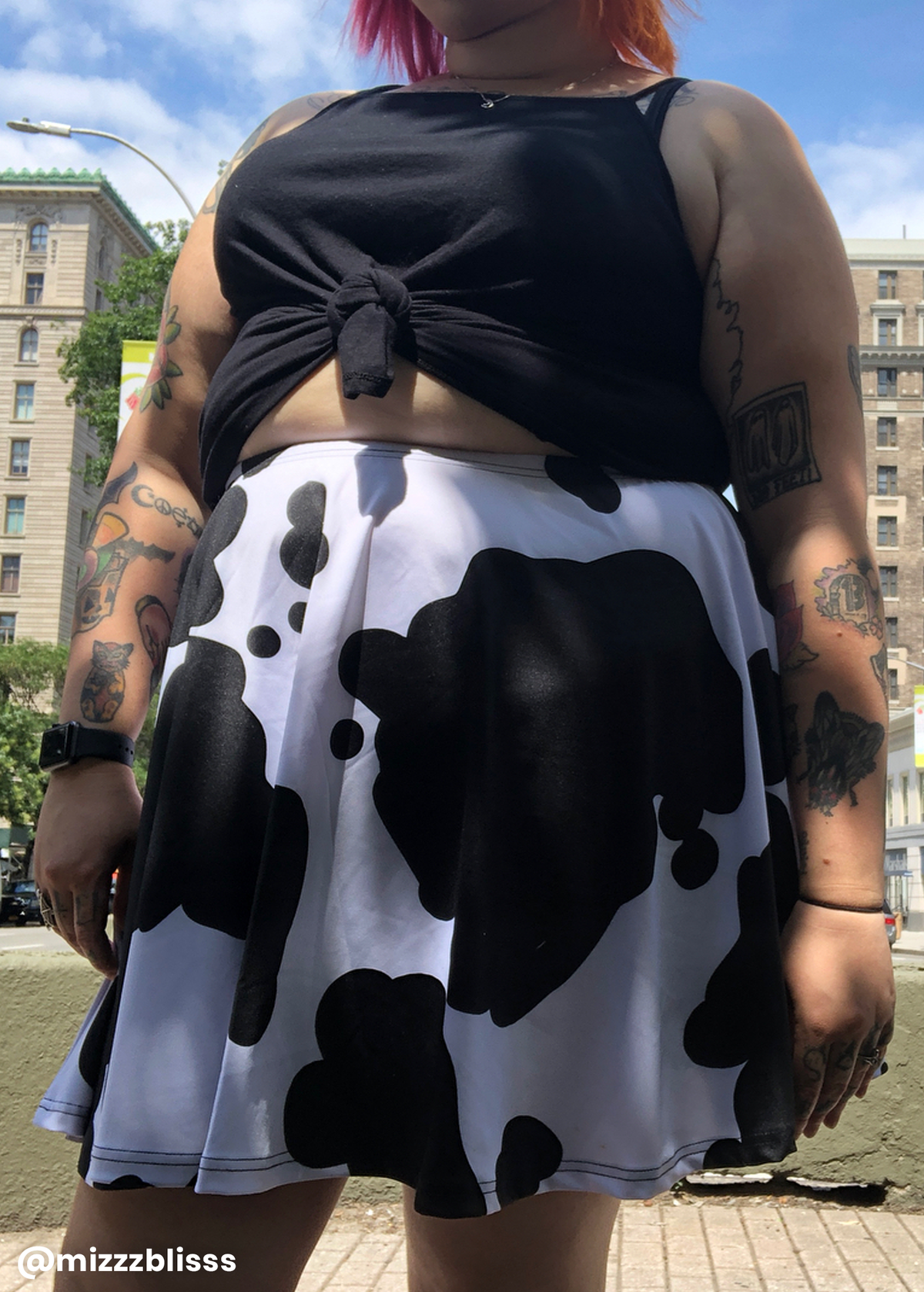 XL classic cow print skater skirt