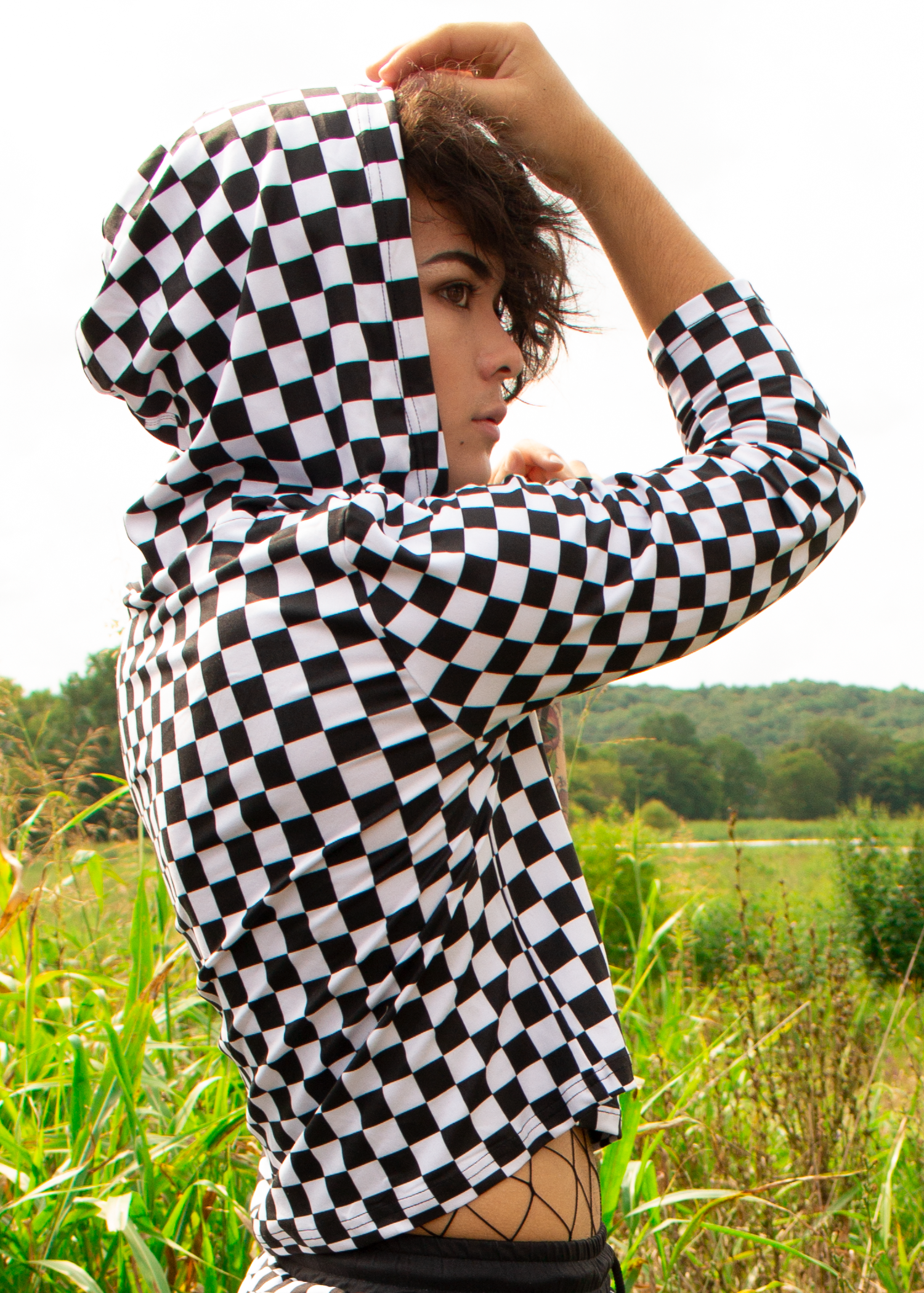 White 2024 checkered hoodie