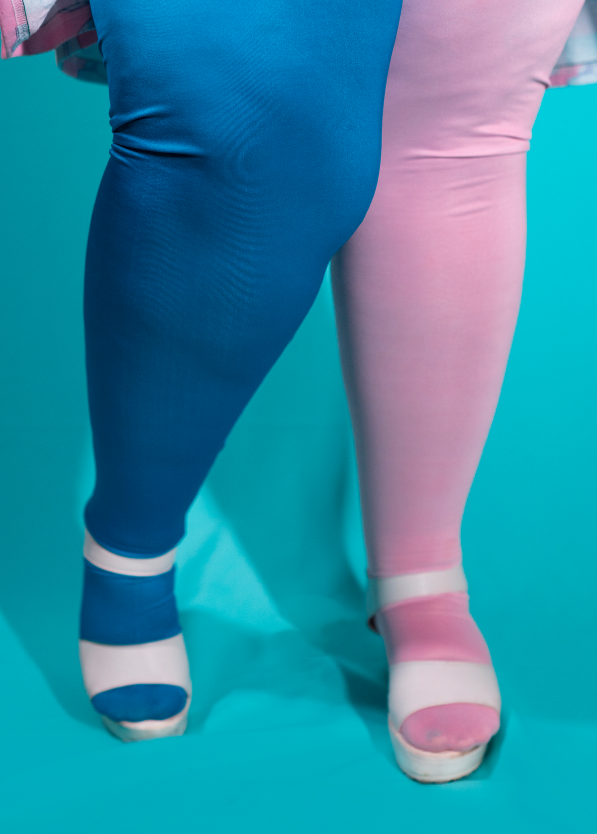 S split tights - peony pink &amp; error blue