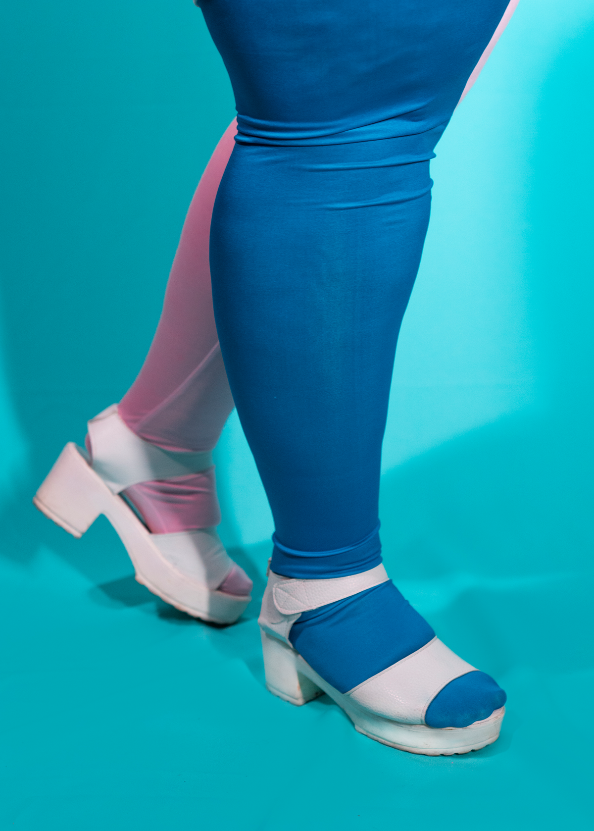 S split tights - peony pink &amp; error blue