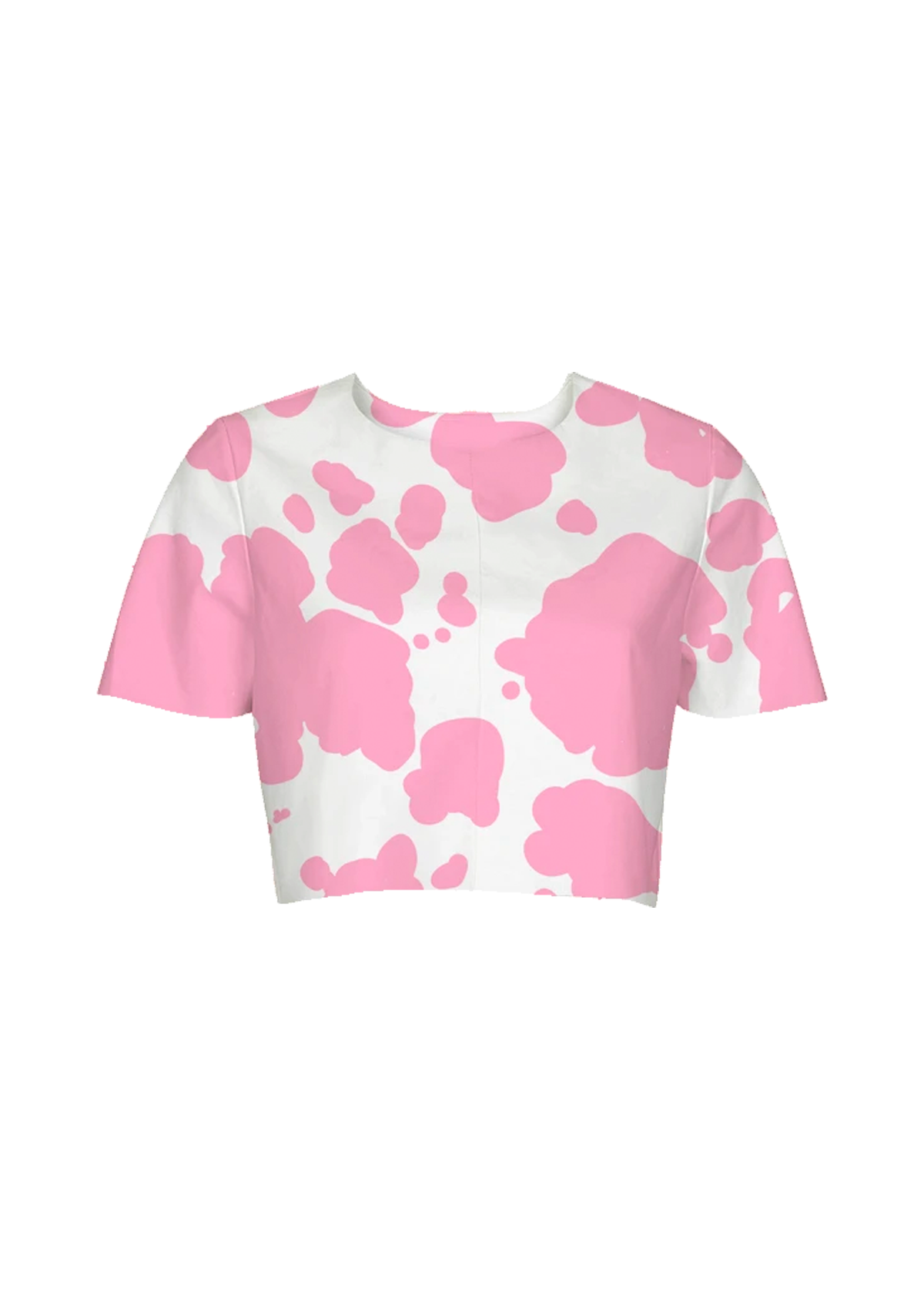 S pink cow print crop top