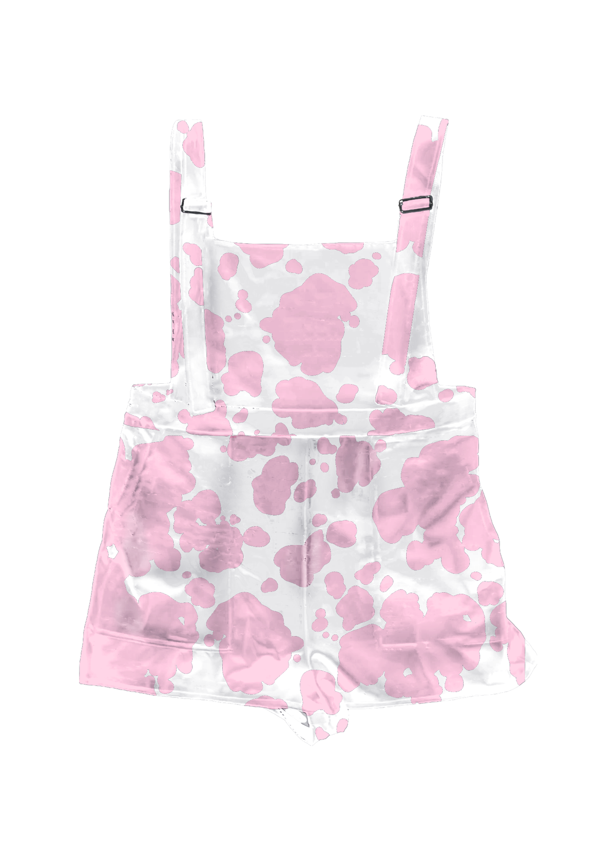 L Pink Cow Print Overall Shorts