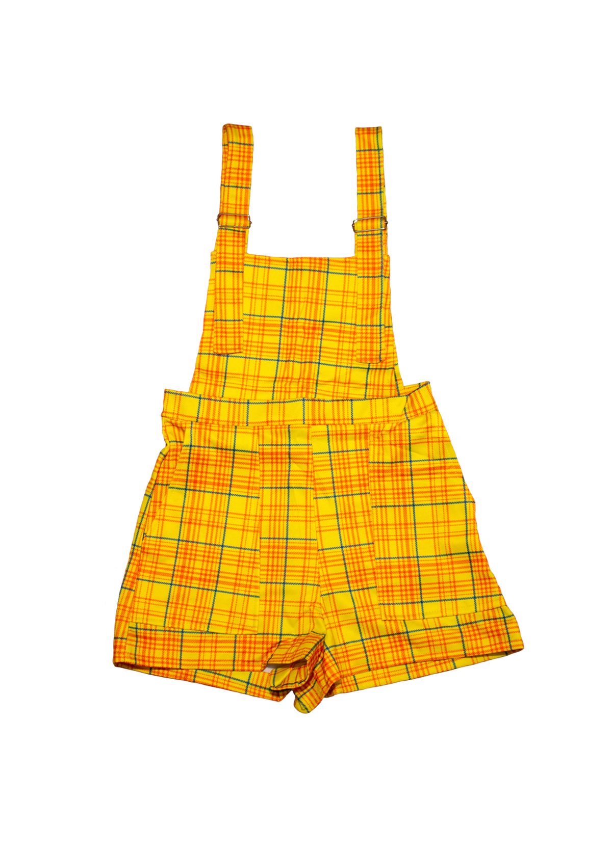 2XL Primary Plaid Overall Shorts