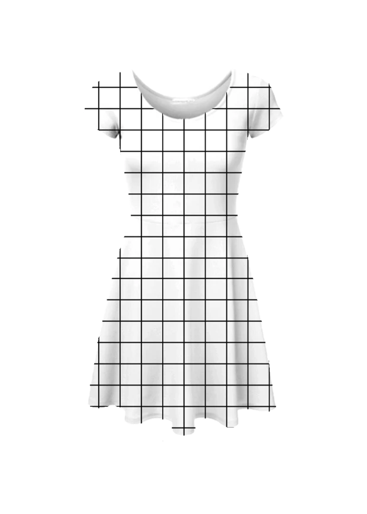 grid print skater dress